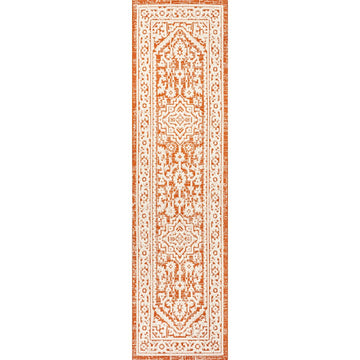 Sinjuri Medallion Textured Weave Indoor/outdoor Runner Rug
